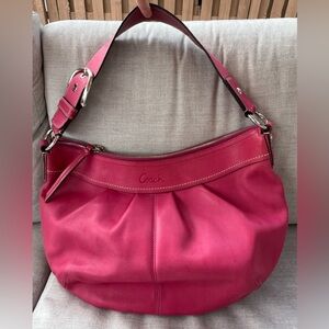 Coach large pink leather hobo
